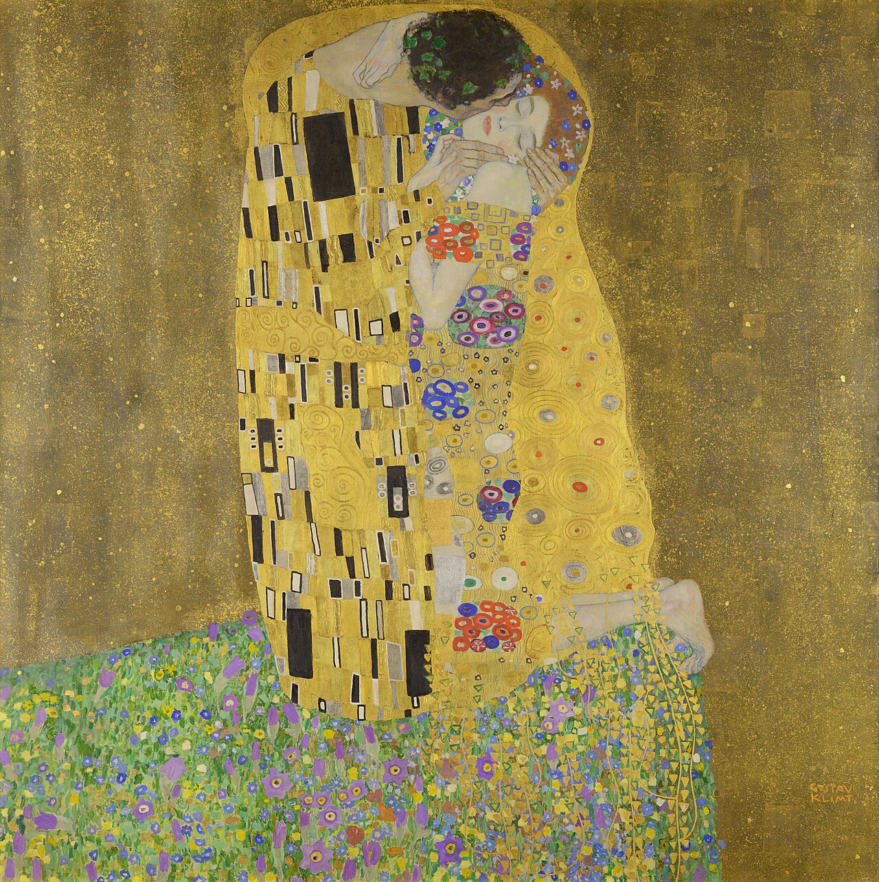 『接吻』（1907-1908年）グスタフ・クリムト — パブリックドメイン
